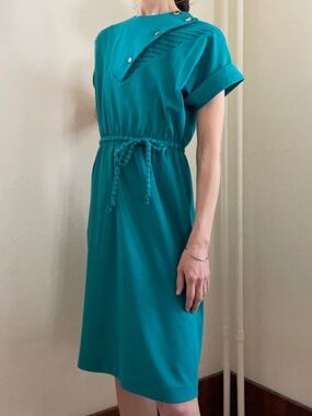 Vintage 90s Doo-Dads teal dress